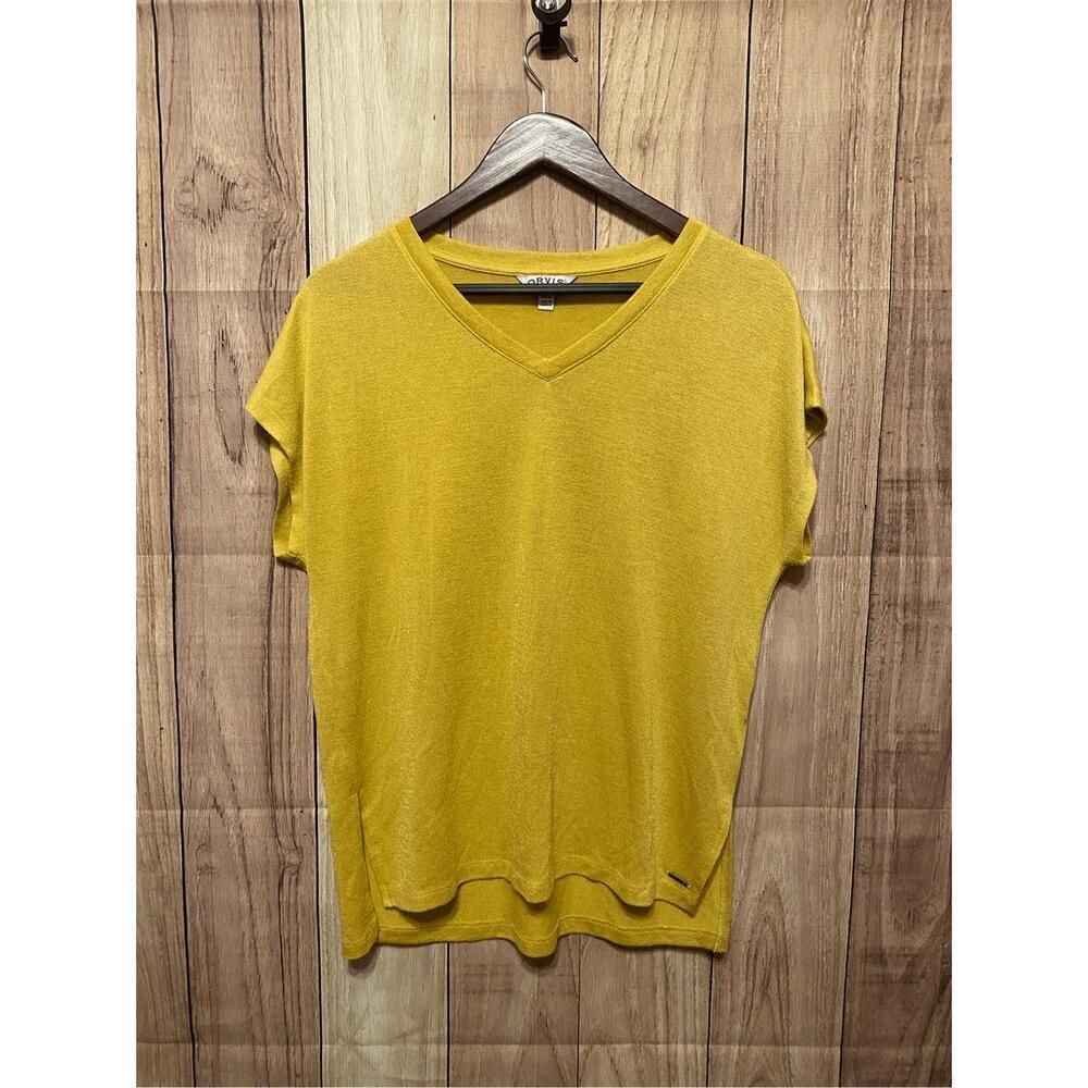 Orvis Small mustard yellow t-shirt top womens